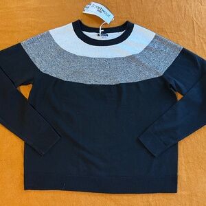 NWT Smartwool Women's Edgewood Black White Gray Colorblock Crew Sweater Sz Small
